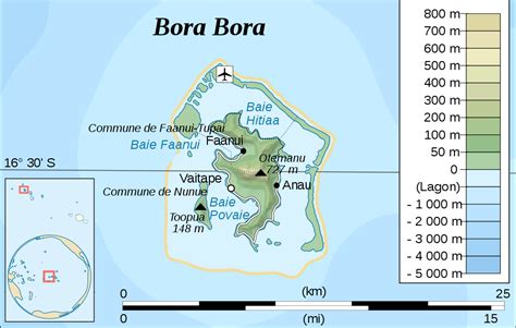 World Map with Bora Bora